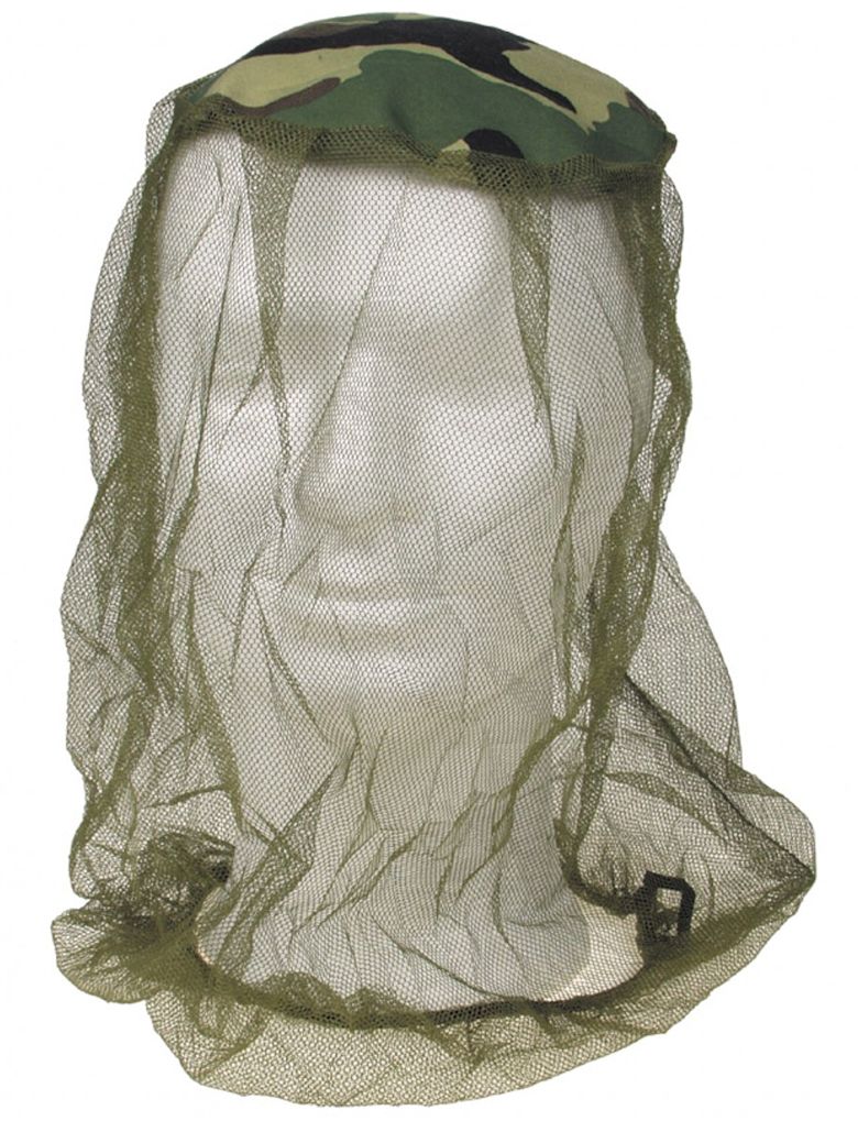Mosquito head net, fabric insert, olive-woodland